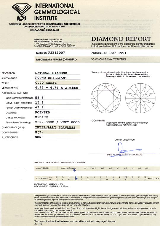 Foto 9 - Diamant 0,4Carat Brillant IGI Lupenrein Wesselton Weiss, D6237