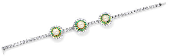 Foto 1 - Brillant Smaragde Perlen-Armband 2,66ct 1,8ct Weißgold, S4104